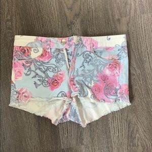 Floral design pink and blue shorts